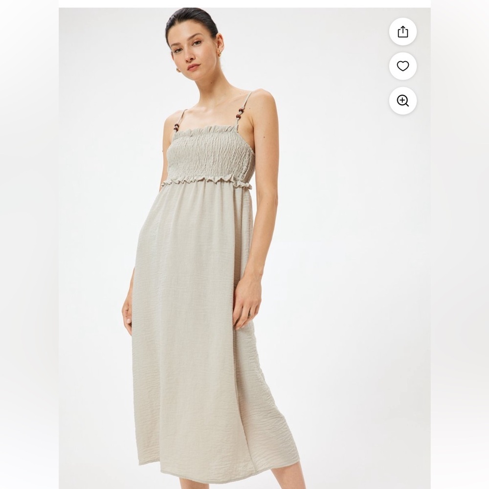 ZARA SMOCKED MIDI DRESS SIZE L NWT